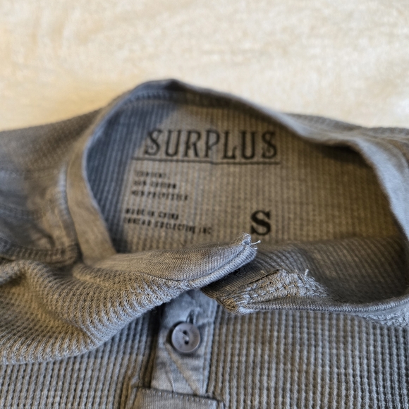 Surplus Gray Ribbed Henley Top - Picture 4 of 7